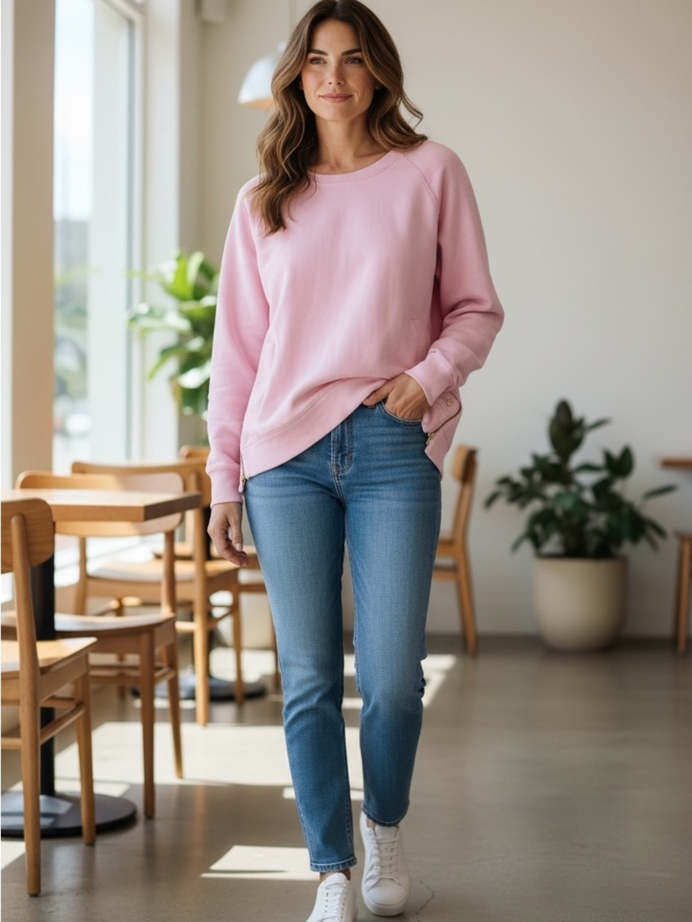 🌸Lilly Pulitzer|Luxletic|Beach Comber Terry Crewneck Sweatshirt Pink|Small
